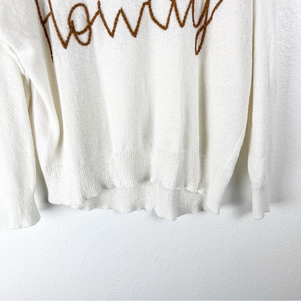 SHOW ME YOUR MUMU Cognac Howdy Graphic Knit Long Sleeves Woodsy Sweater Size XS - Picture 10 of 11